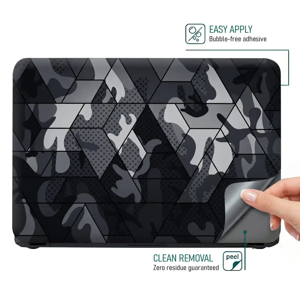 Camouflage Dark Geometric Hex Laptop Skin - View 4