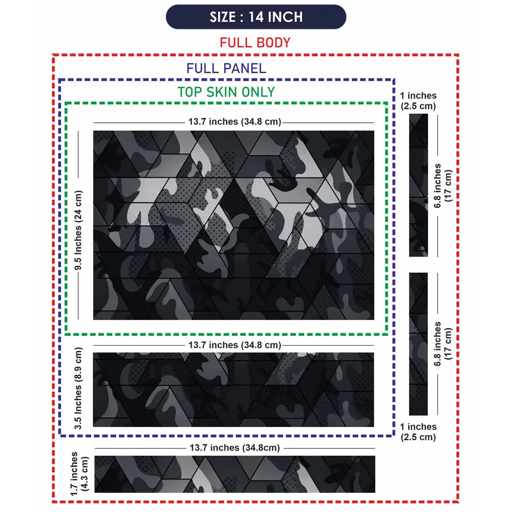 Camouflage Dark Geometric Hex Laptop Skin - View 7