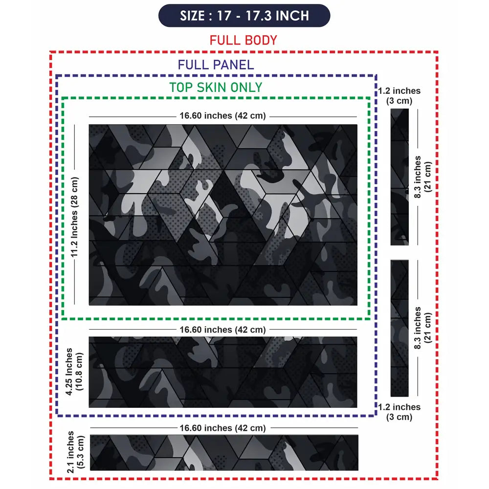 Camouflage Dark Geometric Hex Laptop Skin - View 9