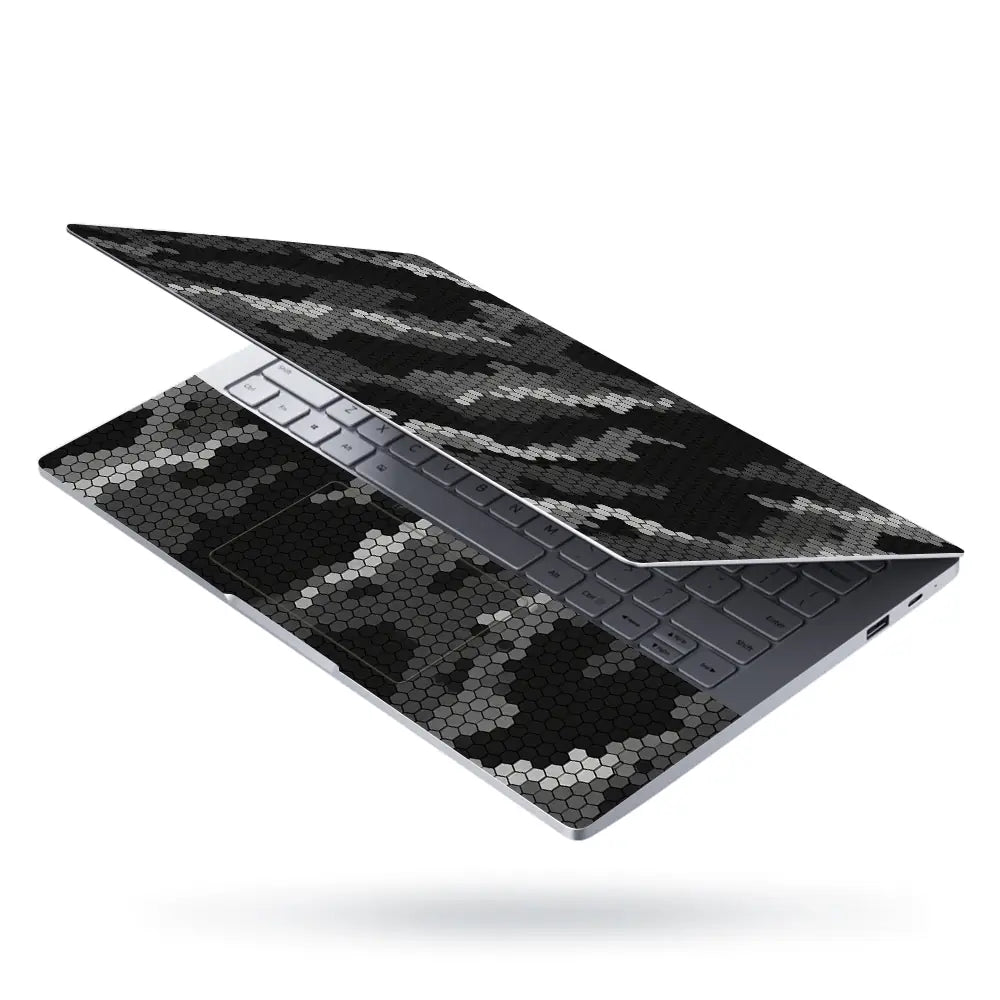 Camouflage Dark Hexagon Laptop Skin - View 3