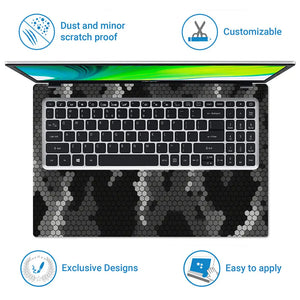 Camouflage Dark Hexagon Laptop Skin - View 5