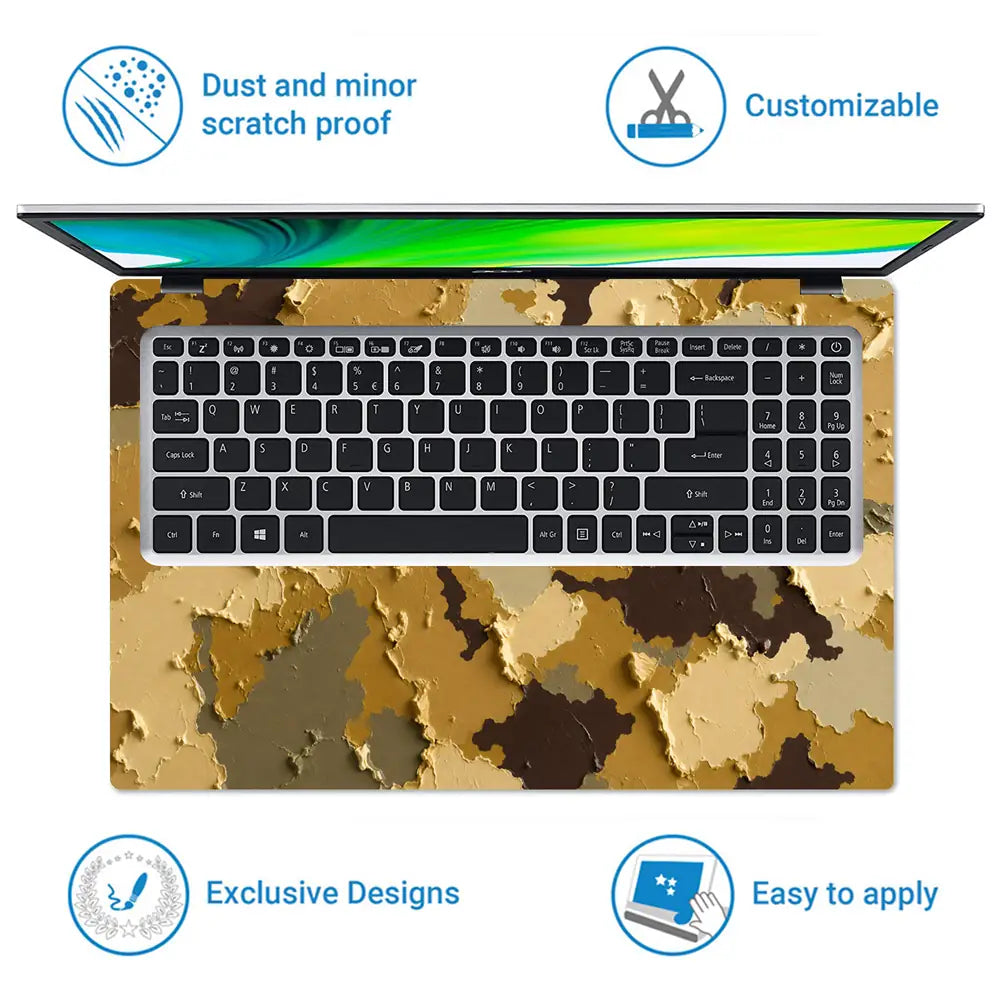 Camouflage Desert Sand Textured Laptop Skin - View 5