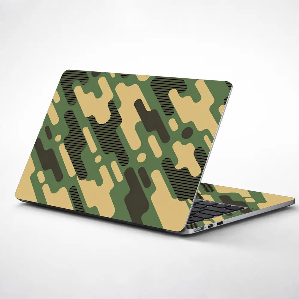 Camouflage Diagonal Stripe Green Laptop Skin - View 1