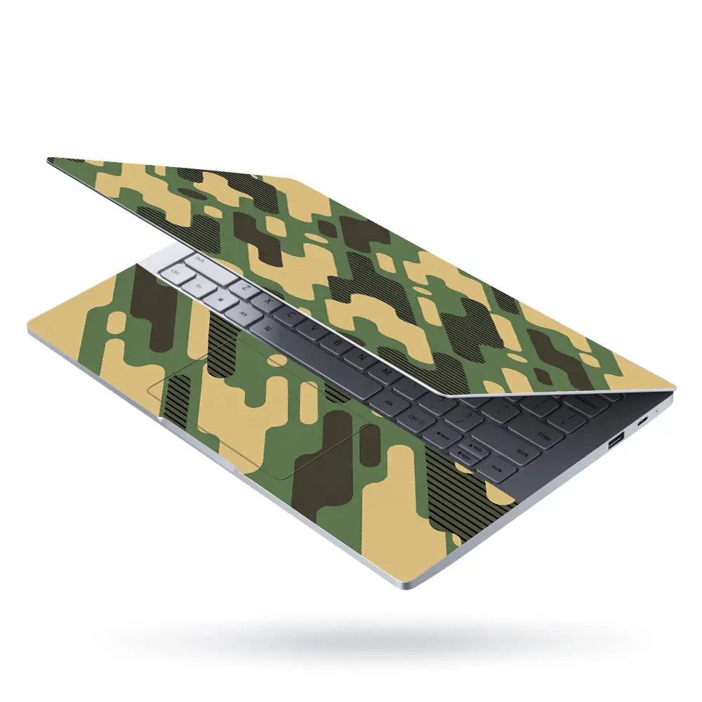 Camouflage Diagonal Stripe Green Laptop Skin - View 3