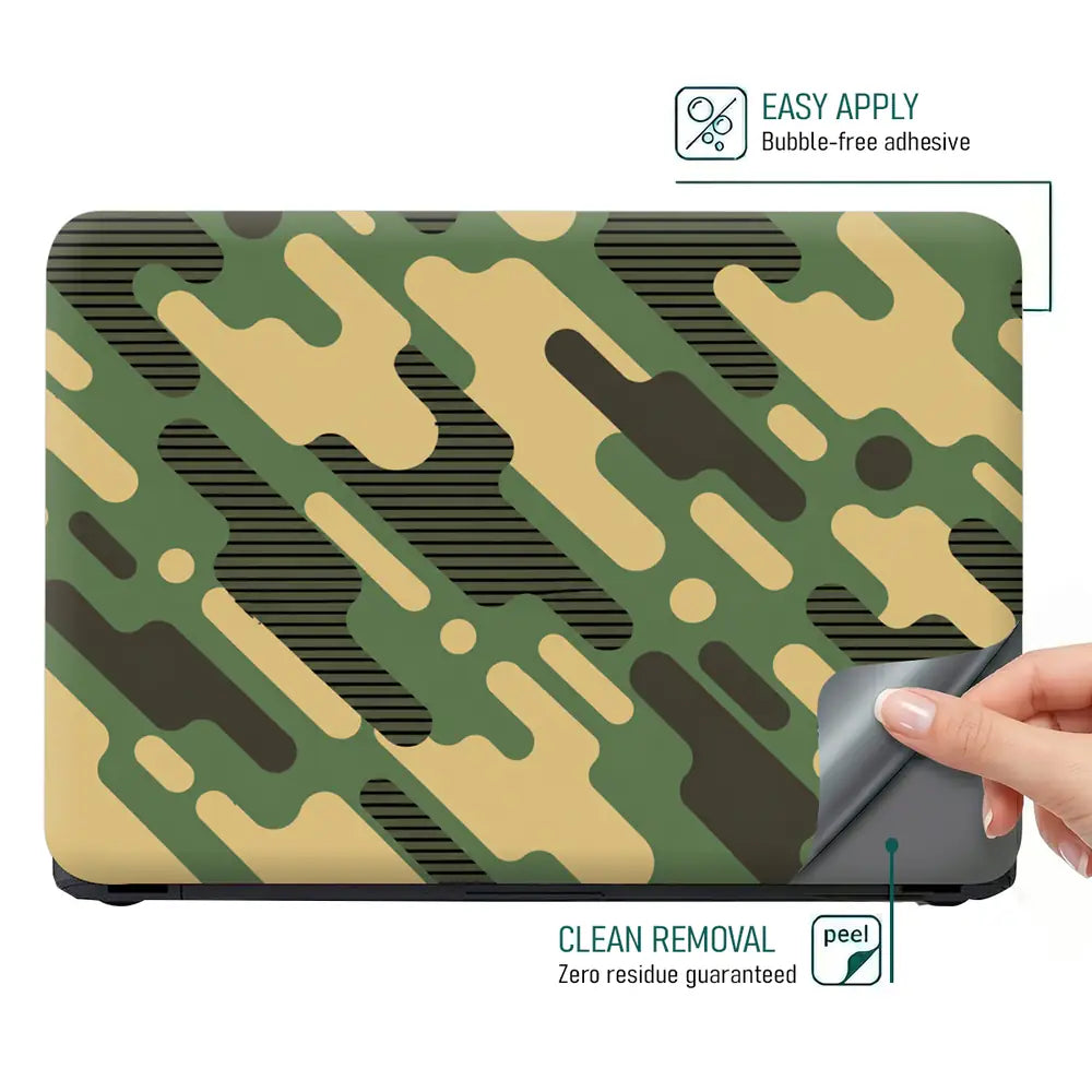 Camouflage Diagonal Stripe Green Laptop Skin - View 4