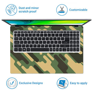 Camouflage Diagonal Stripe Green Laptop Skin - View 5