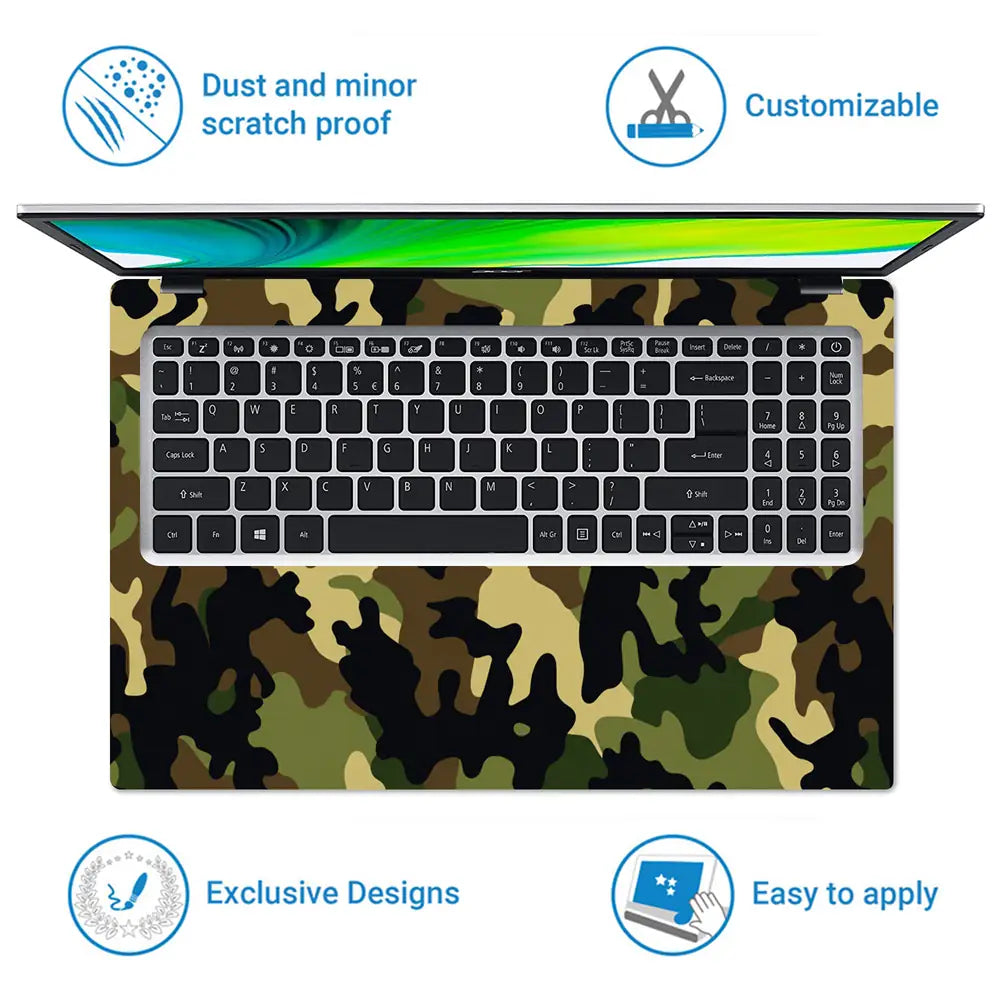 Camouflage Earthy Woodland Laptop Skin - View 5