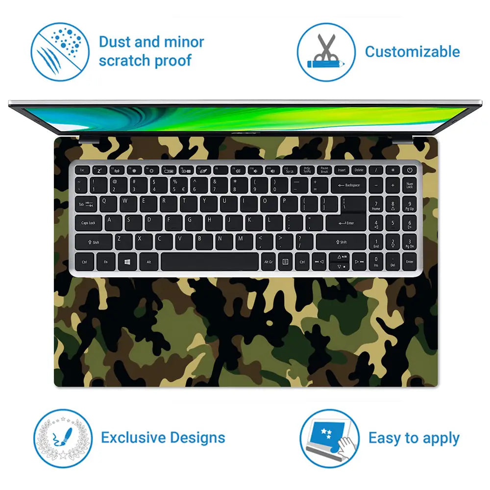 Camouflage Forest Woodland Laptop Skin - View 5
