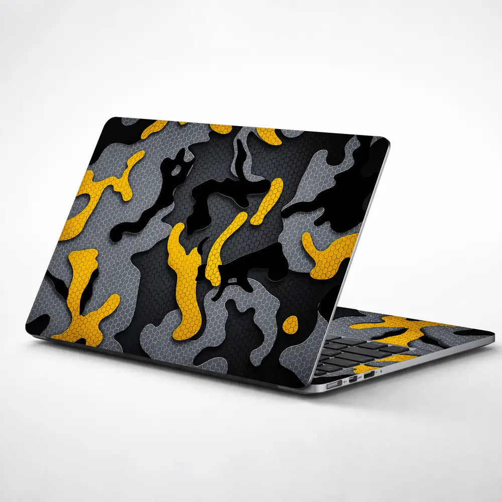 Camouflage Gold Accent Hex Laptop Skin - View 1
