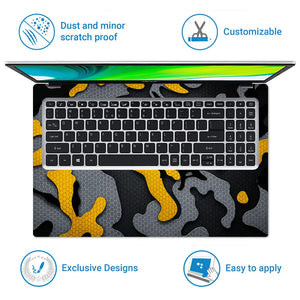 Camouflage Gold Accent Hex Laptop Skin - View 5