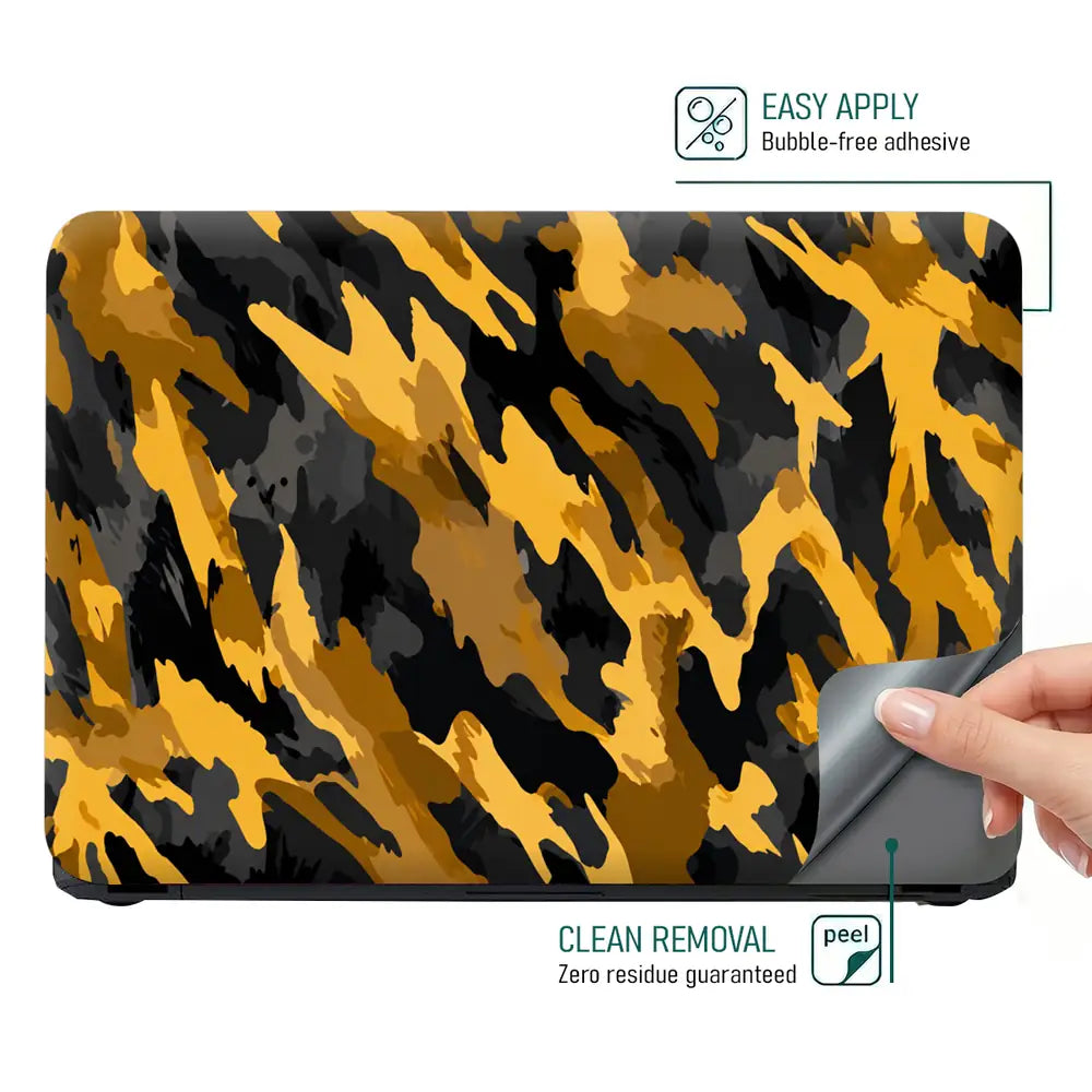 Camouflage Gold Tiger Stripe Laptop Skin - View 4
