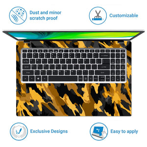 Camouflage Gold Tiger Stripe Laptop Skin - View 5
