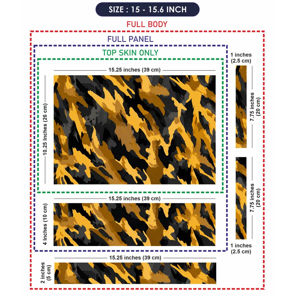 Camouflage Gold Tiger Stripe Laptop Skin - View 8