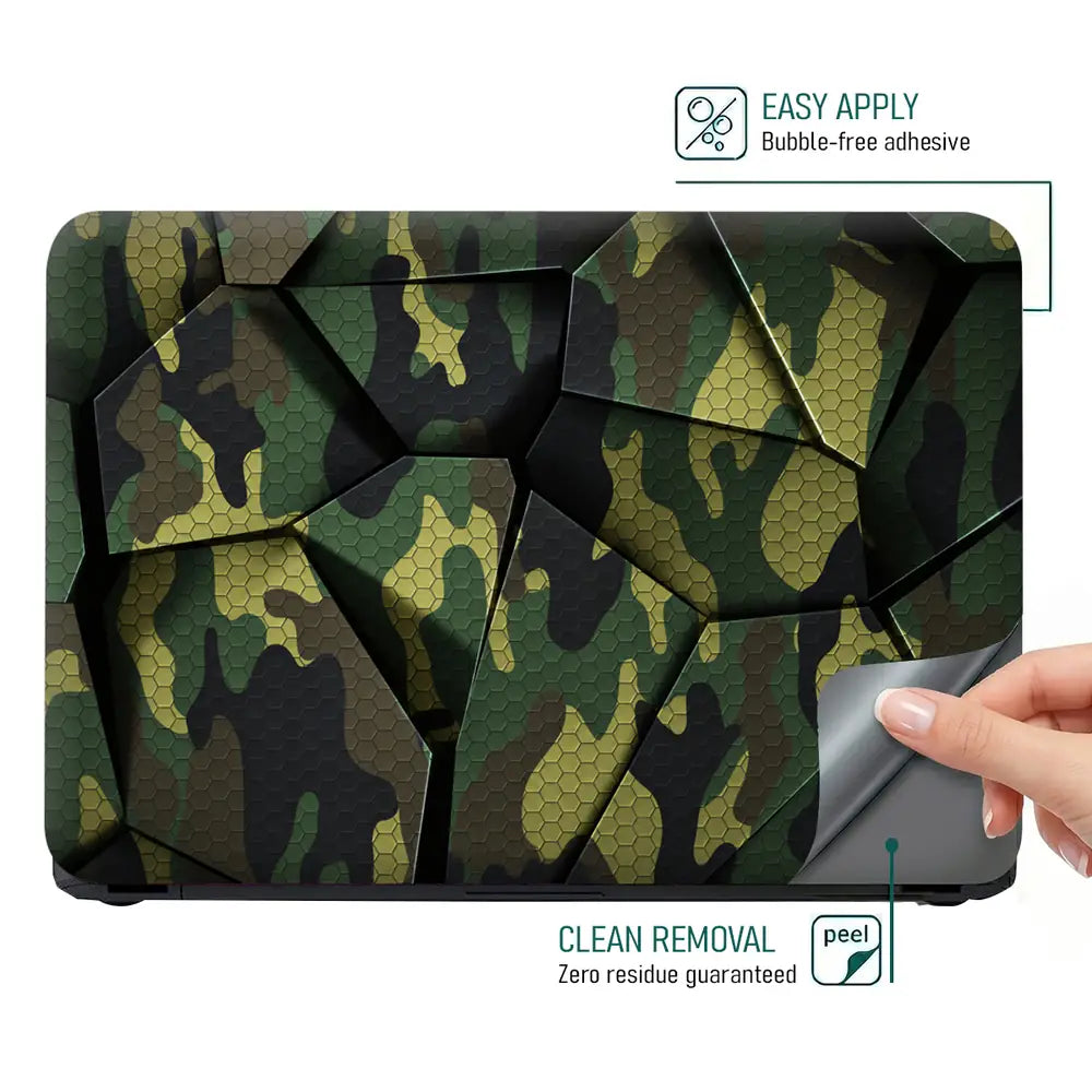 Camouflage Green Cracked Geometric Laptop Skin - View 4