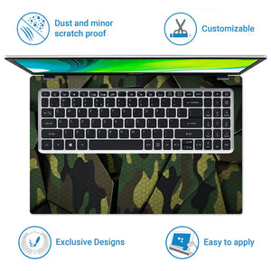 Camouflage Green Cracked Geometric Laptop Skin - View 5