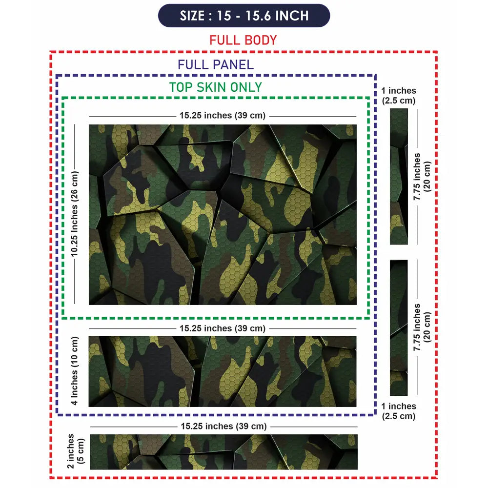 Camouflage Green Cracked Geometric Laptop Skin - View 8