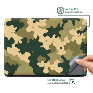 Camouflage Green Cream Woodland Laptop Skin - View 4