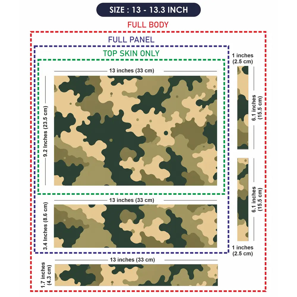 Camouflage Green Cream Woodland Laptop Skin - View 6