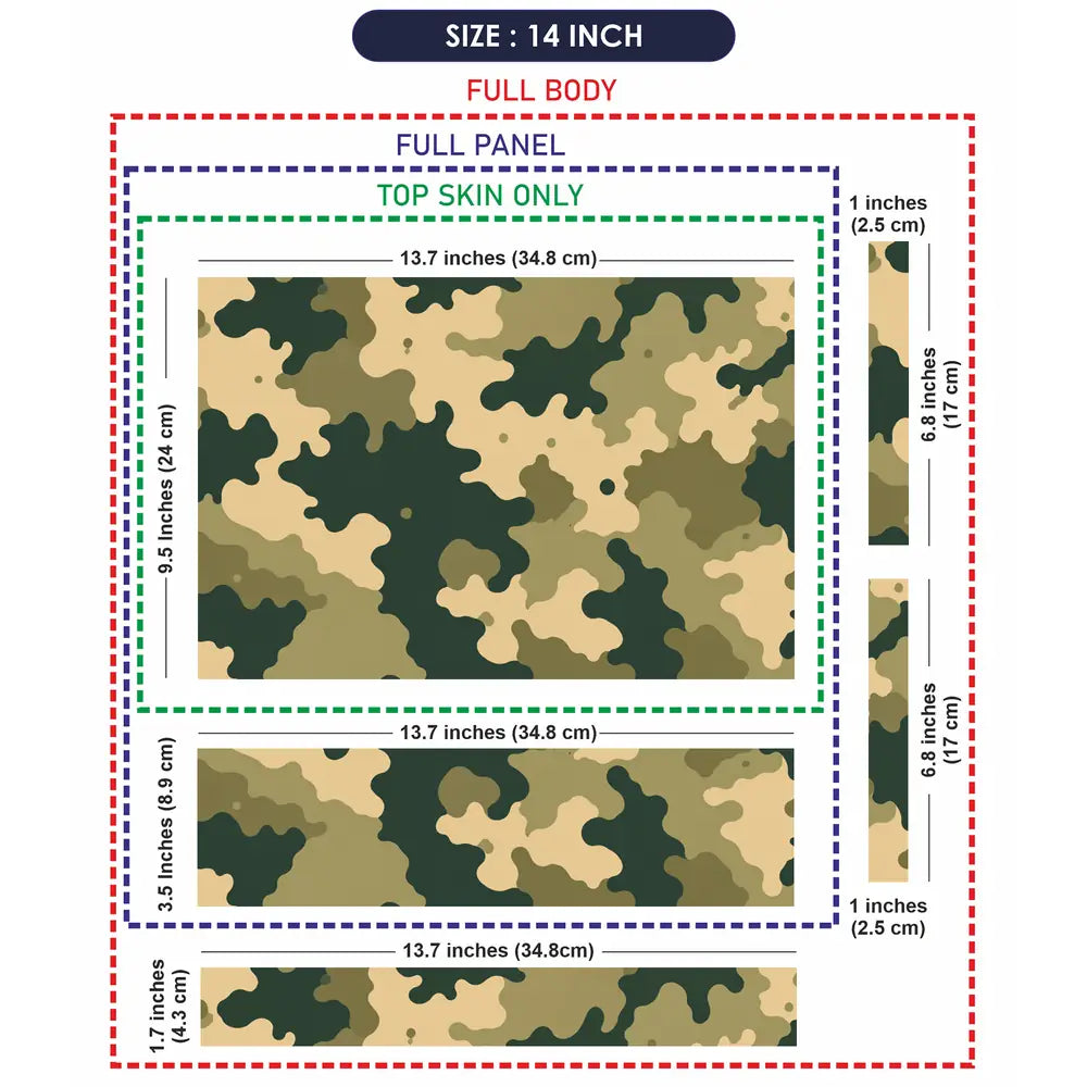 Camouflage Green Cream Woodland Laptop Skin - View 7