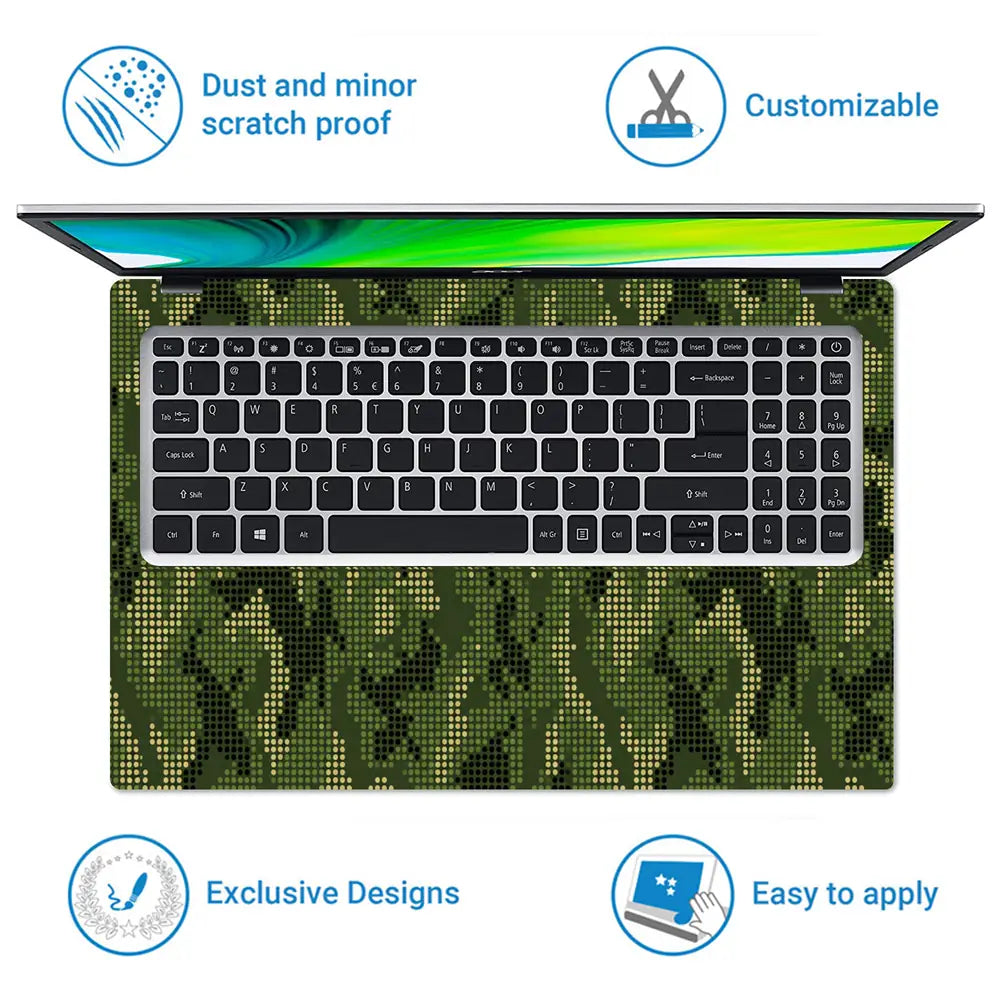 Camouflage Green Digital Pixel Laptop Skin - View 5