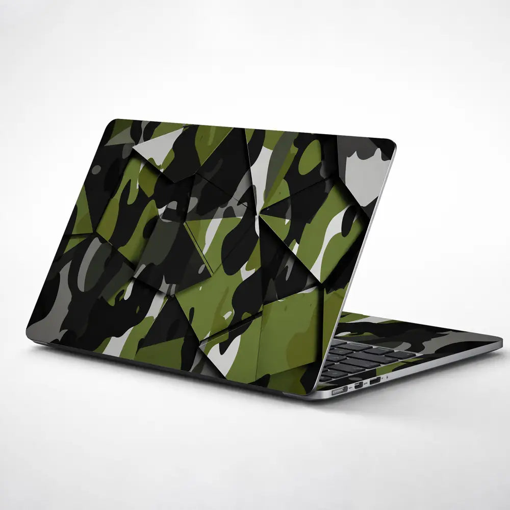 Camouflage Green Low-Poly Geometric Laptop Skin - View 1