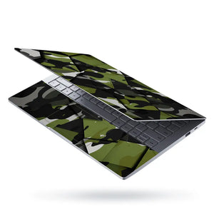 Camouflage Green Low-Poly Geometric Laptop Skin - View 3