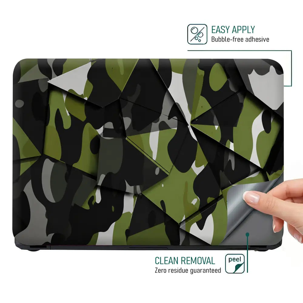 Camouflage Green Low-Poly Geometric Laptop Skin - View 4