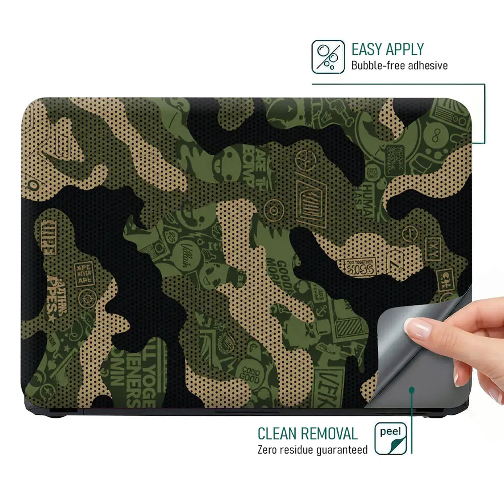 Camouflage Green Reptile Laptop Skin - View 4