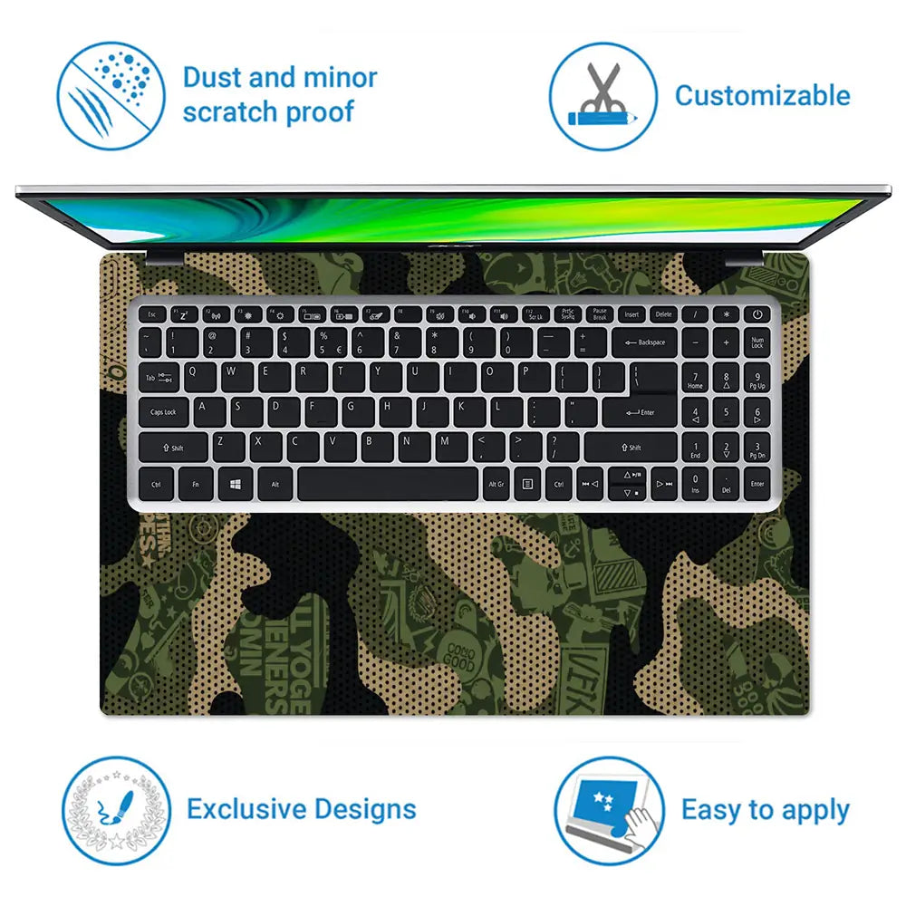 Camouflage Green Reptile Laptop Skin - View 5
