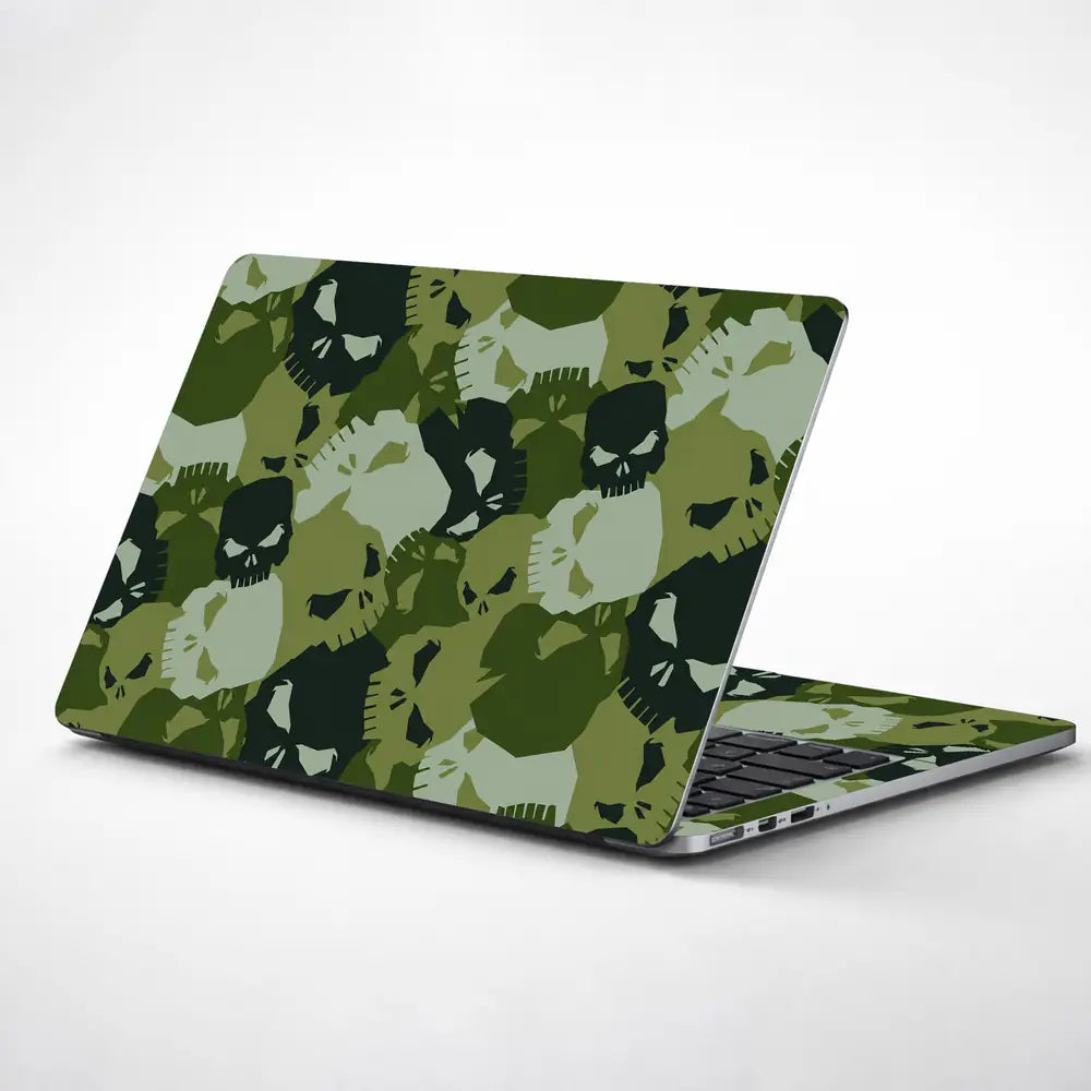 Camouflage Green Skull Laptop Skin - View 1