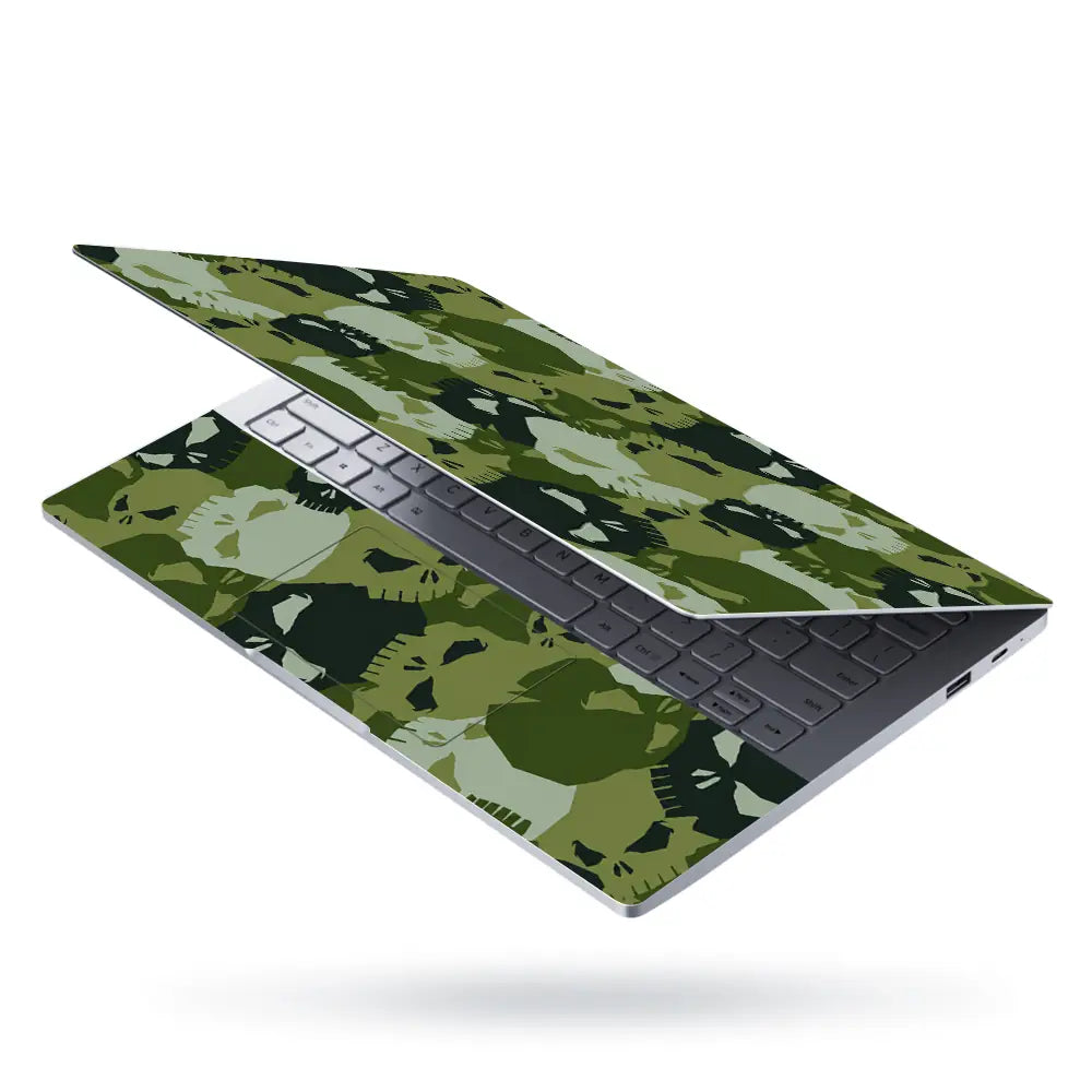 Camouflage Green Skull Laptop Skin - View 3