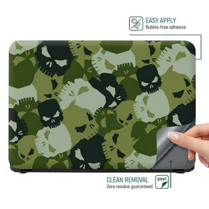 Camouflage Green Skull Laptop Skin - View 4