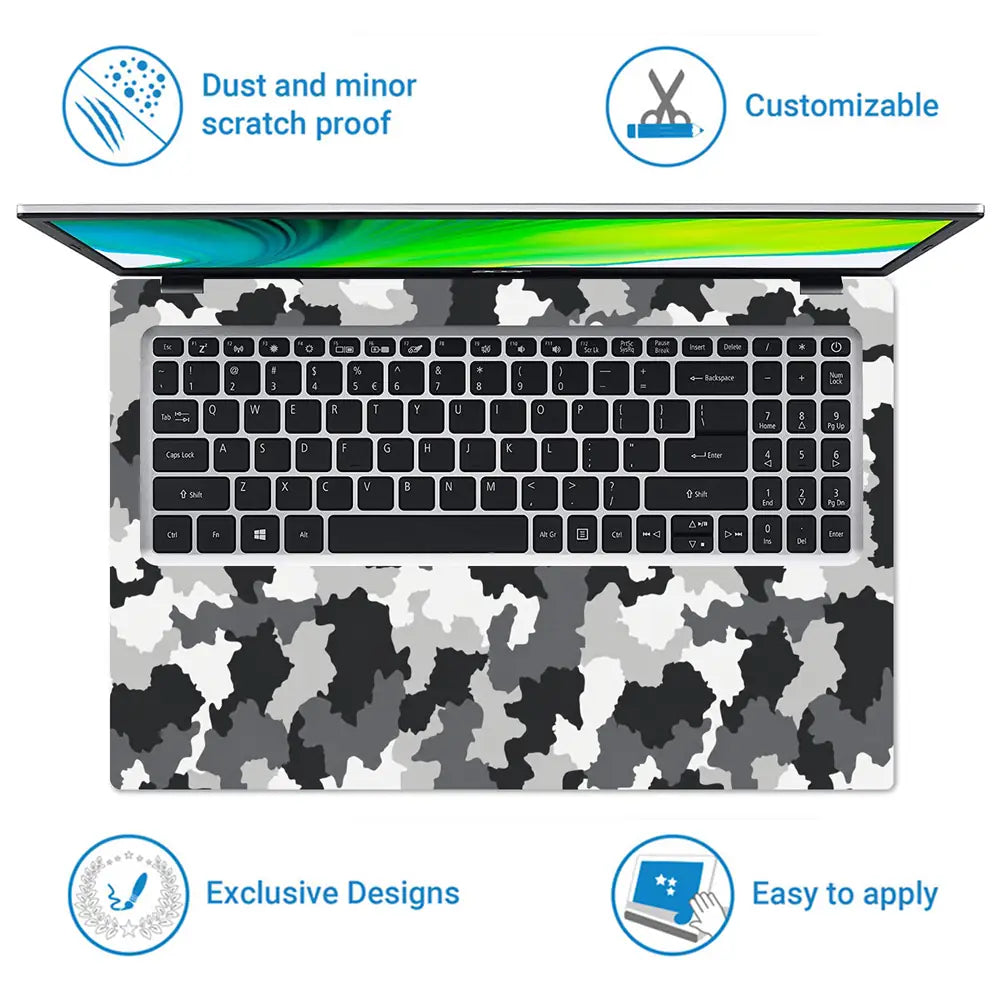 Camouflage Grey Urban Laptop Skin - View 5