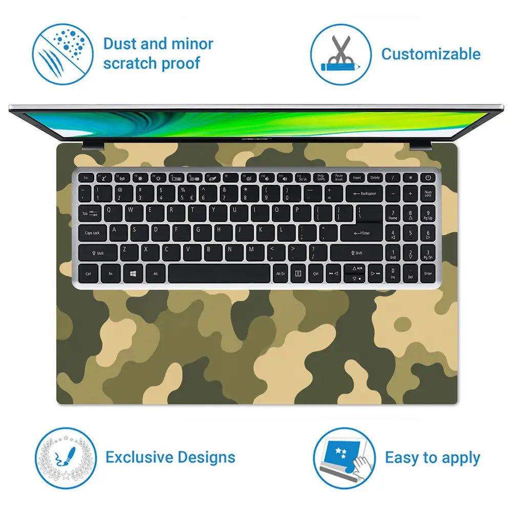 Camouflage Khaki Tan Laptop Skin - View 5