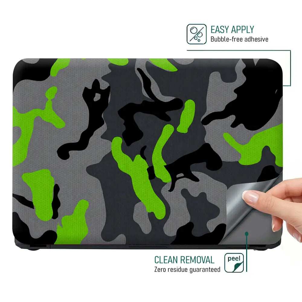 Camouflage Lime Accent Urban Laptop Skin - View 4
