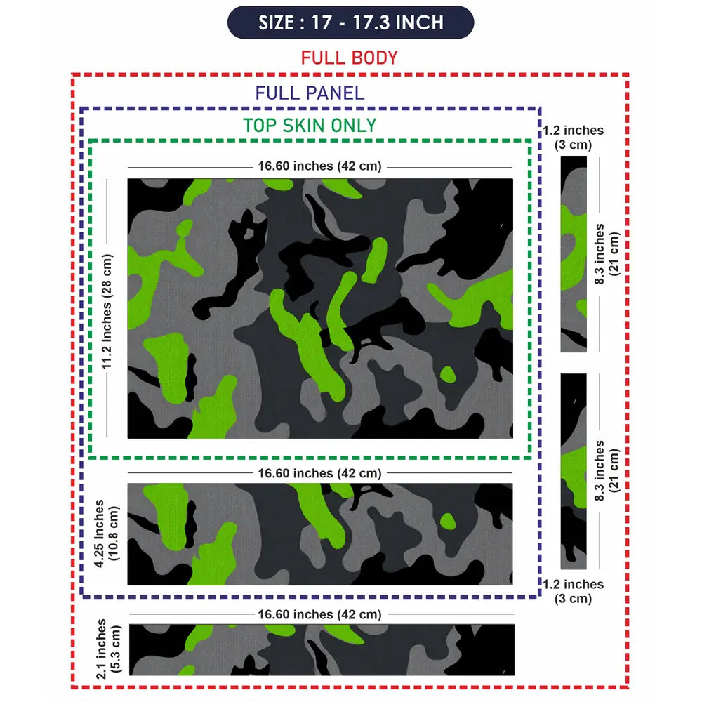 Camouflage Lime Accent Urban Laptop Skin - View 9