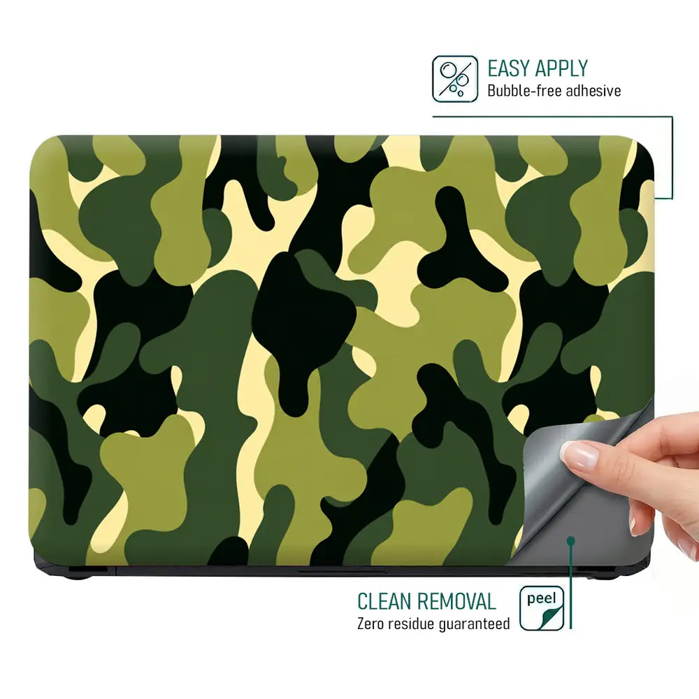 Camouflage Lime Cream Woodland Laptop Skin - View 4
