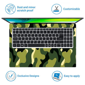 Camouflage Lime Cream Woodland Laptop Skin - View 5