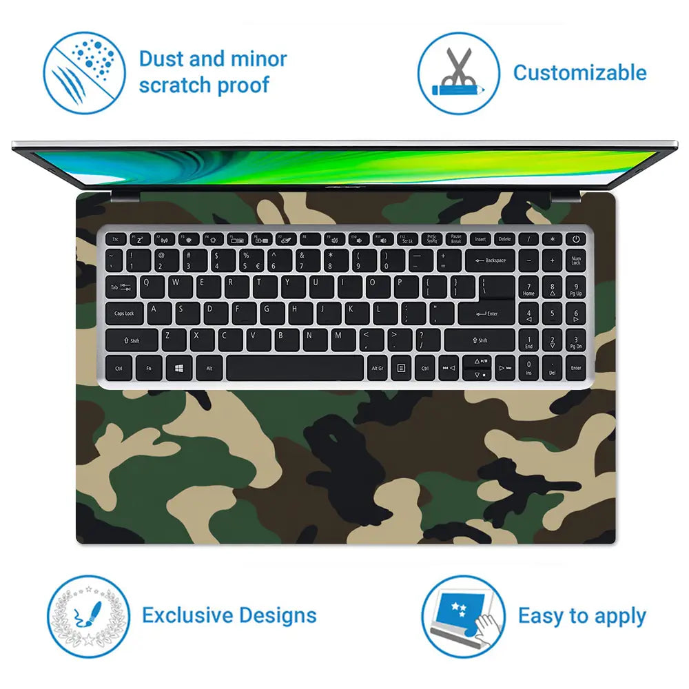 Camouflage M81 Woodland Laptop Skin - View 5