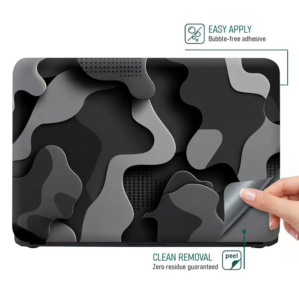 Camouflage Monochrome 3D Laptop Skin - View 4