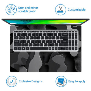 Camouflage Monochrome 3D Laptop Skin - View 5