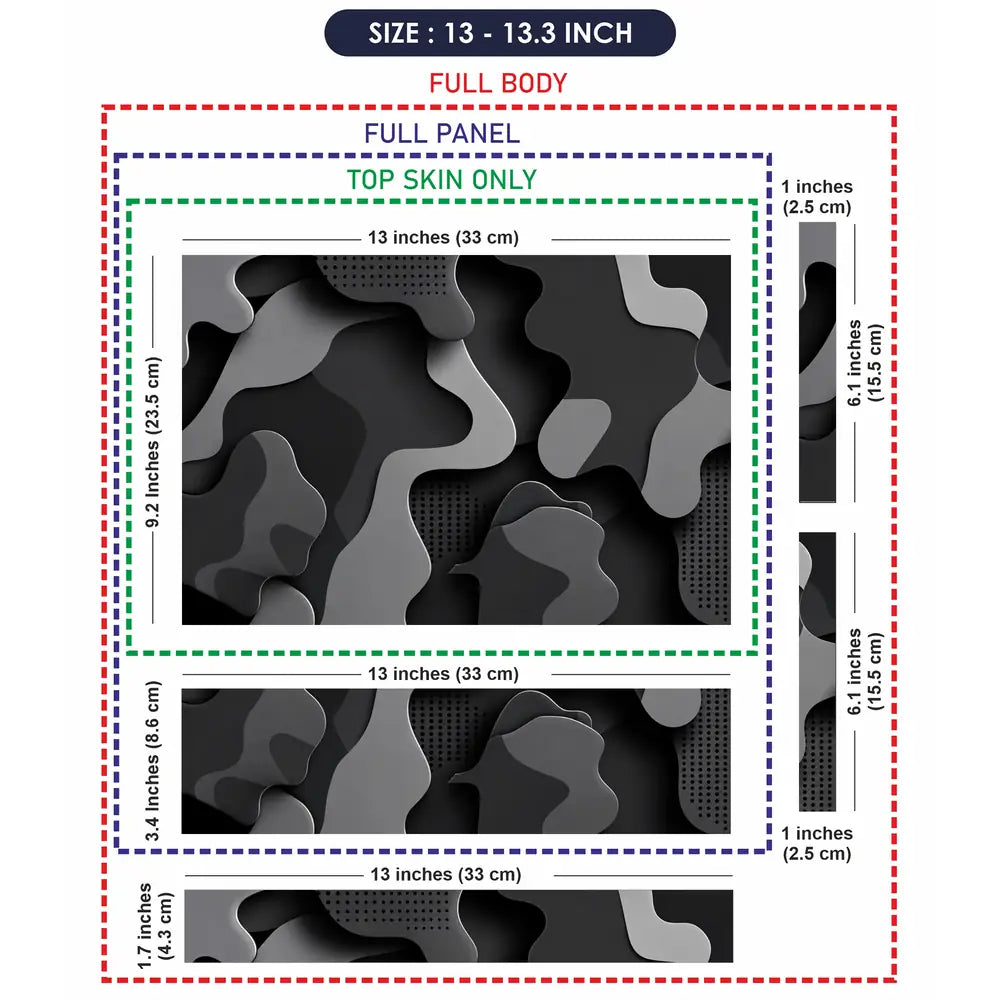 Camouflage Monochrome 3D Laptop Skin - View 6