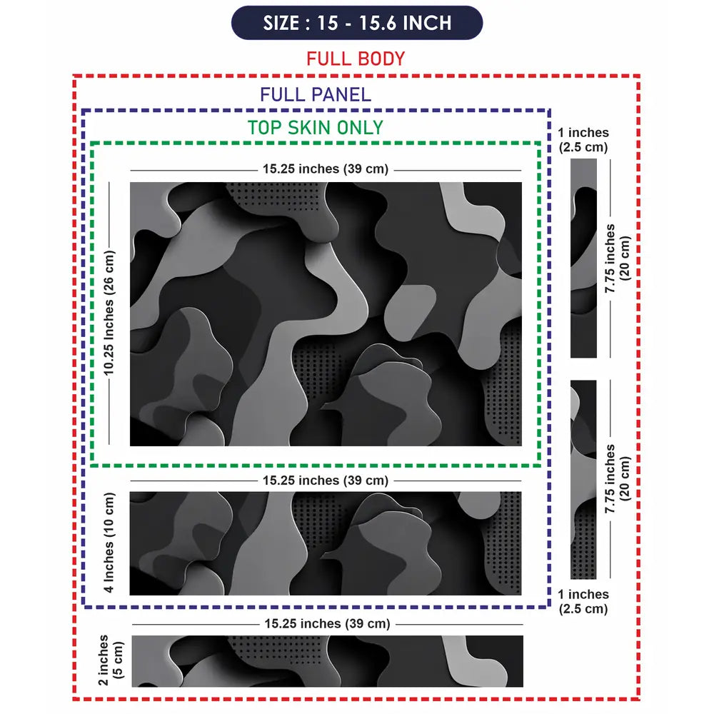 Camouflage Monochrome 3D Laptop Skin - View 8