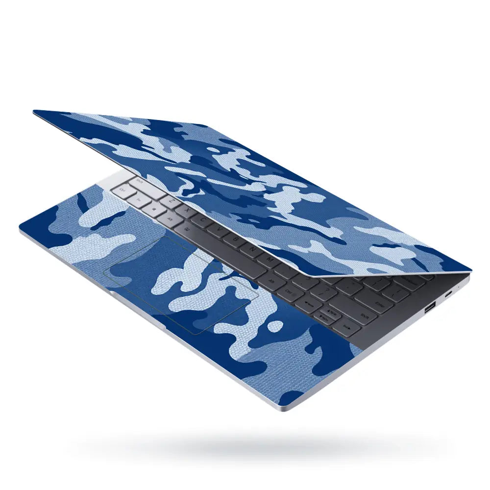 Camouflage Navy Blue Laptop Skin - View 3