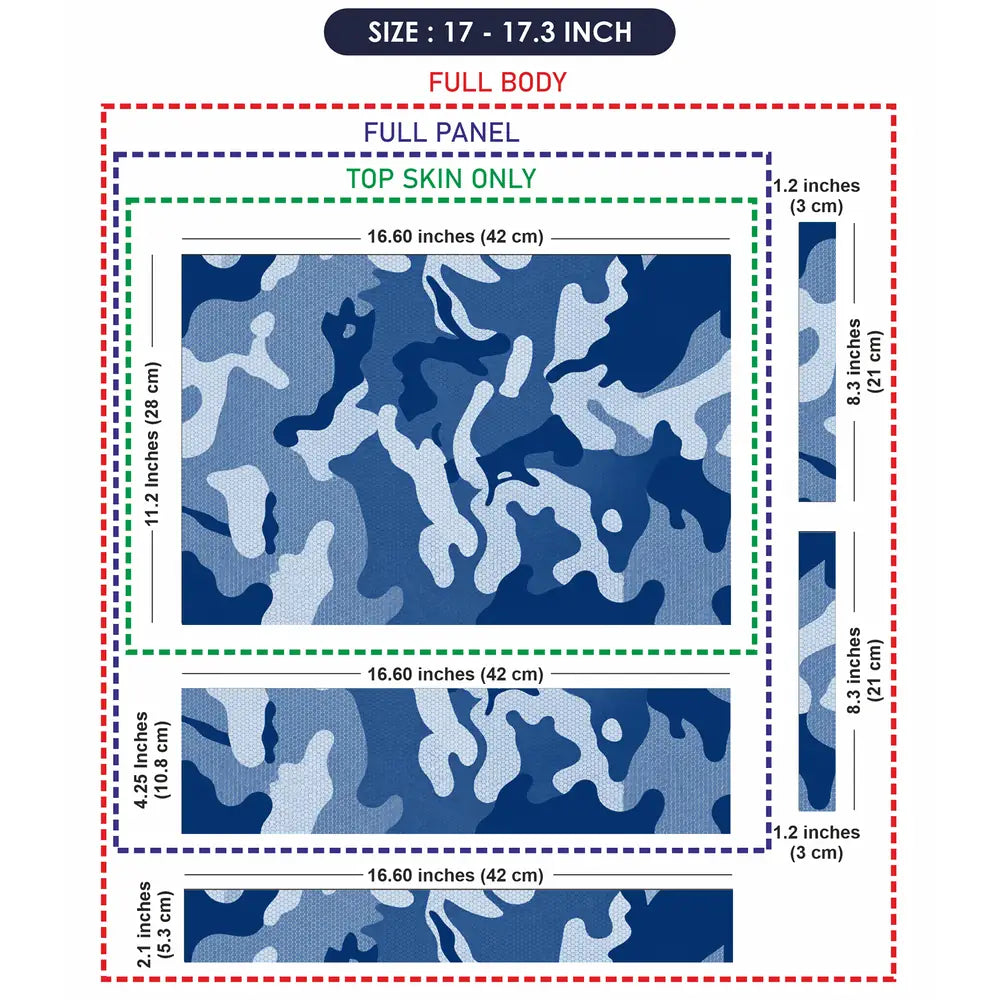 Camouflage Navy Blue Laptop Skin - View 9