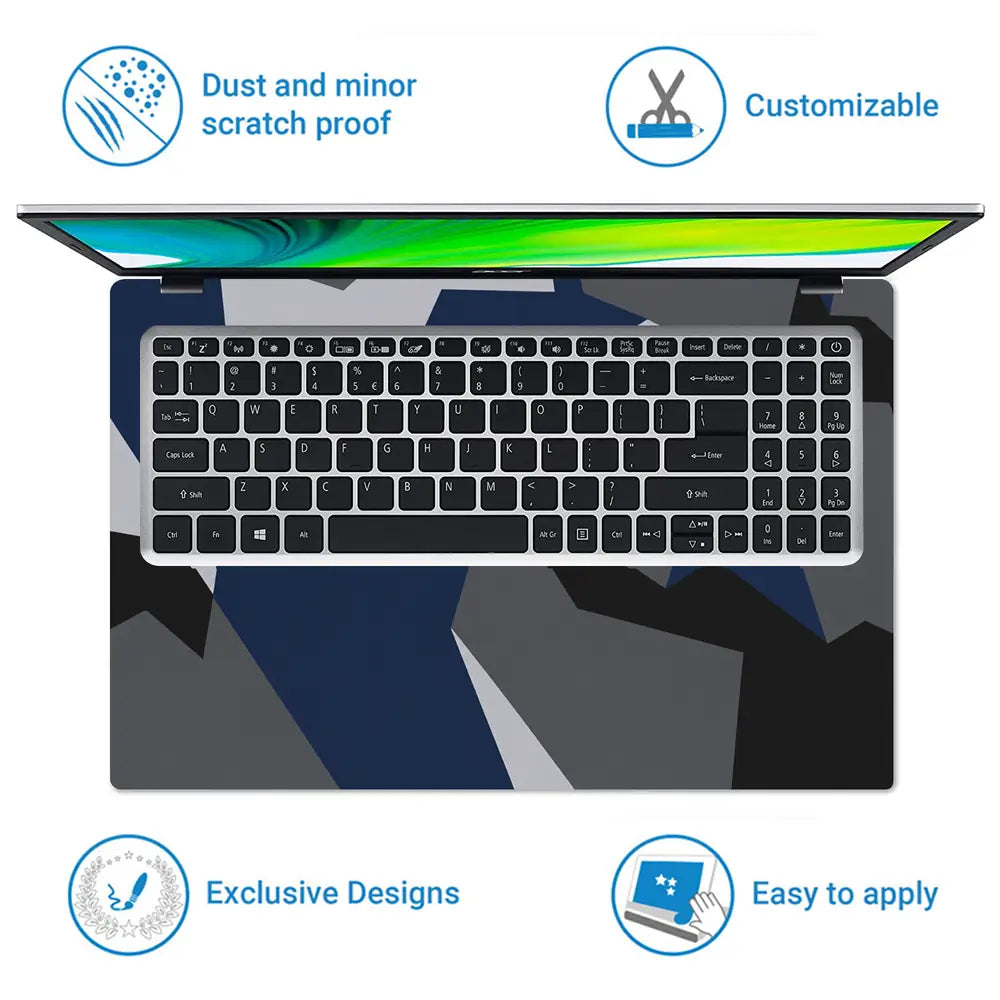 Camouflage Navy Geometric Laptop Skin - View 5