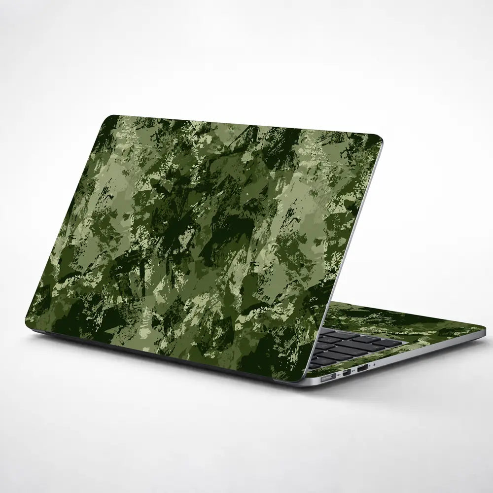 Camouflage Olive Grunge Laptop Skin - View 1