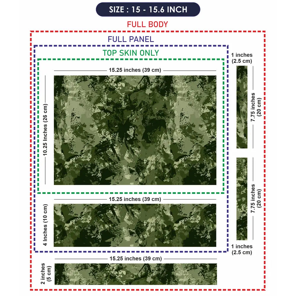 Camouflage Olive Grunge Laptop Skin - View 8