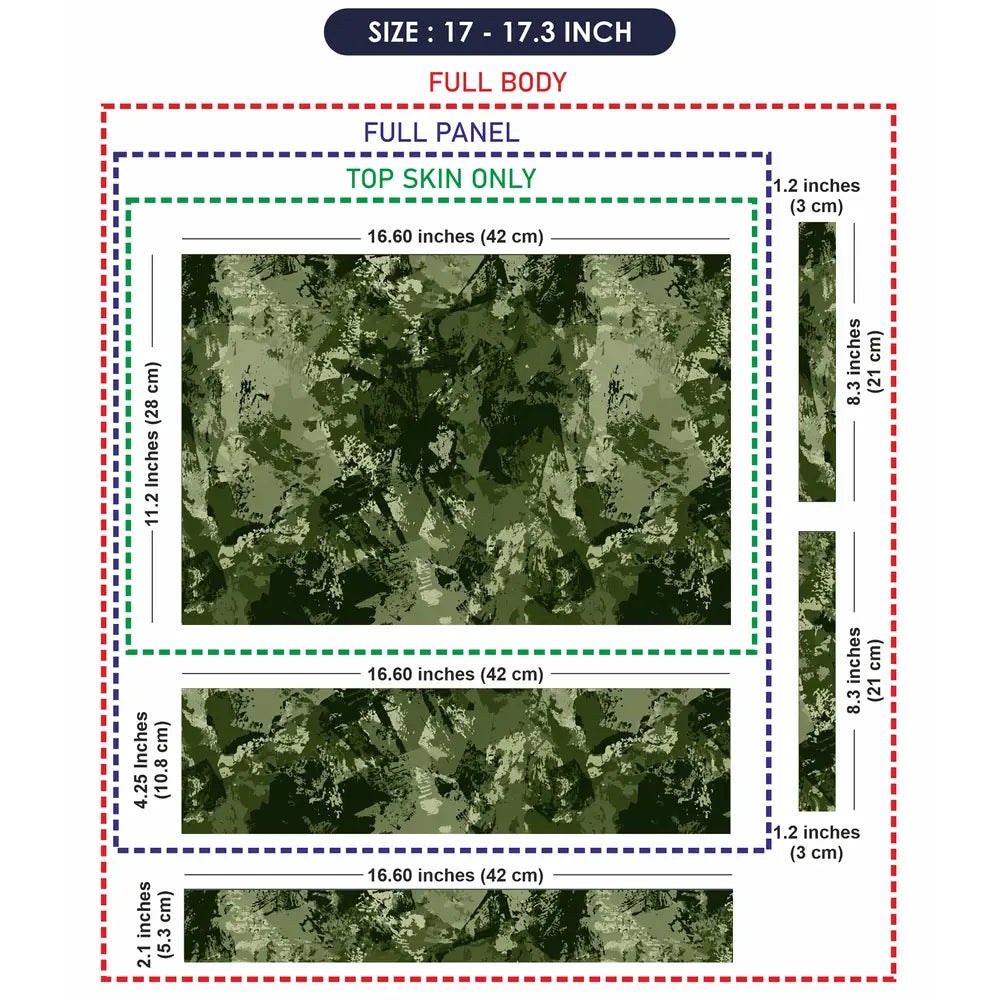 Camouflage Olive Grunge Laptop Skin - View 9