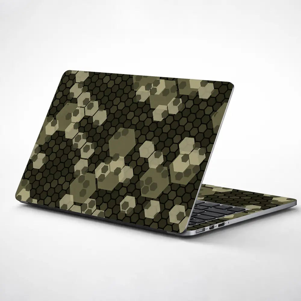 Camouflage Olive Hexagon Laptop Skin - View 1